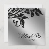 Invitation Black Cravate Party Sparkle Silver (Devant)