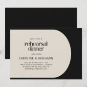 Invitation Black Cream Bold Arch Modern Rehearsal Dinner (Devant / Derrière)