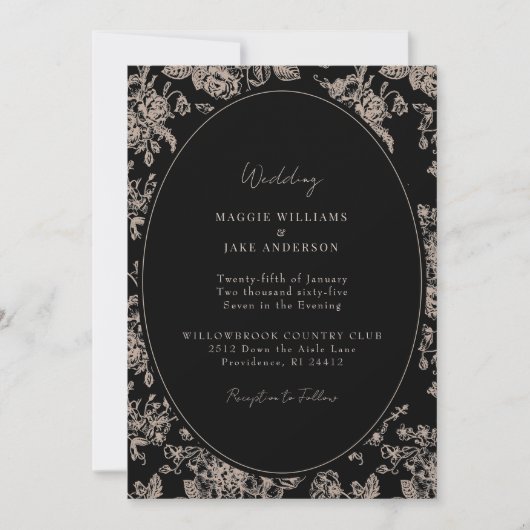 Invitation Black & Cream Chinoiserie Mariage élégant (Devant)