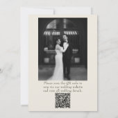 Invitation Black Cream Floral Botanical QR Code Photo Wedding (Dos)