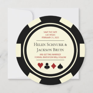 Invitation Black Cream Vegas Wedding Enregistrer La Date Poke