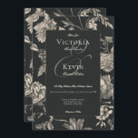 Invitation Black & Crème Vintage Toile Mariage Floral<br><div class="desc">Annoncez votre histoire d'amour avec une touche de charme vintage. Nos invitations de mariage captivantes évoquent une époque révolue avec une touche d'élégance intemporelle. Un arrière - plan noir doux crée une toile dramatique pour un cadre floral de toile captivant. De délicates fleurs de crème s'entremêlent aux détails noirs élégants,...</div>