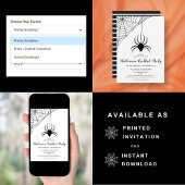 Invitation Black Cute Spider Halloween Cocktail Party