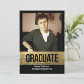 Invitation Black Cutout Gold Foil Effet Photo Graduation (Debout devant)