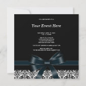 Invitation Black Damask Bow Black Cravate Party Modèle de l'é (Dos)