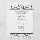 Invitation Black Damask Butterfly Swirls Red Wedding Invite (Dos)