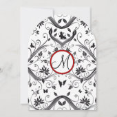 Invitation Black Damask Butterfly Swirls Red Wedding Invite (Devant)