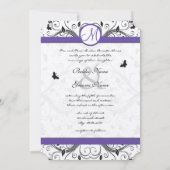 Invitation Black Damask Butterfly Swirls Red Wedding Invite (Dos)