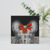 Invitation Black Damask Corset Red Leopard Bachelorette (Debout devant)
