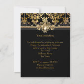 Invitation Black Damask Gold 50th Birthday Party Pearl (Dos)