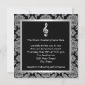 Invitation Black Damask Music Treble Clef Considérant Invitat (Dos)