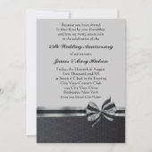 Invitation Black Damask Silver 25th Anniversary Party (Devant)