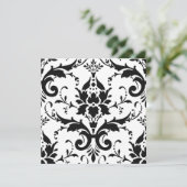Invitation Black Damask & White Arrière - plan Fête des marié (Debout devant)