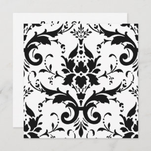 Invitation Black Damask & White Arrière - plan Fête des marié