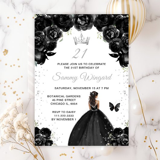 Invitation Black Dark Skin Princess Anniversaire