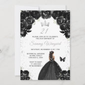 Invitation Black Dark Skin Princess Anniversaire (Devant)