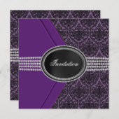 Invitation Black dentelle violet Diamond Black Cravate Party (Devant / Derrière)
