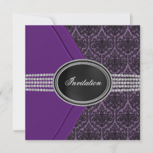 Invitation Black dentelle violet Diamond Black Cravate Party
