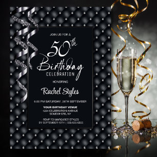 Invitation Black Diamond Motif 50e fête d'anniversaire