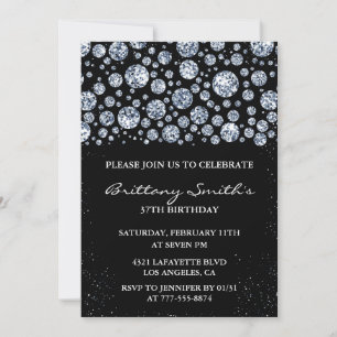 Invitation Black Diamond Sparkle Parties scintillant 37e anni