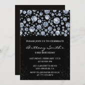 Invitation Black Diamond Sparkle Parties scintillant 63e anni (Devant / Derrière)