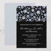 Invitation Black Diamond Sparkle Parties scintillant 94e anni (Devant / Derrière)