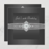 Invitation Black Diamond Womans 40e fête d'anniversaire (Devant / Derrière)