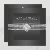Invitation Black Diamond Womans 40e fête d'anniversaire (Devant / Derrière)
