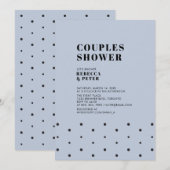 Invitation Black & Dust Blue | Mariage Moderne pour Couples (Devant / Derrière)