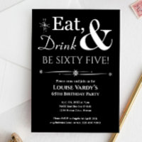 Black Eat Drink Be Sixty Five 65th Birthday Retro