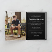 Invitation Black Edgy Abstrait Torn Photo Graduation (Intérieur)