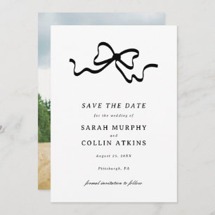 Invitation Black Elegant Bow Enregistrer la date