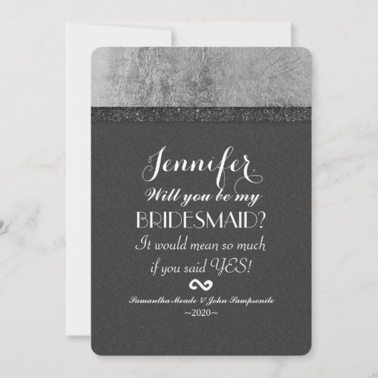 Invitation Black Elegant Chic Faux Foil & Parties scintillant (Devant)