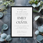 Invitation Black Elegant Classic Frame Mariage Parents Hôte<br><div class="desc">Faites de votre mariage un faire-part inoubliable avec notre Modèle d'invitation de mariage élégant. Parfaitement conçue pour les parents qui accueillent la journée spéciale, cette invitation en noir et blanc présente un cadre noir sophistiqué et une typographie élégante pour les noms de l'épouse et les informations du mariage. Entièrement personnalisable,...</div>