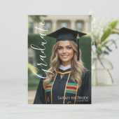 Invitation Black Elegant Classic One Photo Graduation (Debout devant)