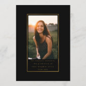 Invitation Black Elegant Faux Foil Photo University Grad (Dos)