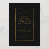 Invitation Black Elegant Faux Foil Photo University Grad (Devant)