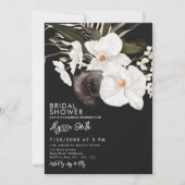 Invitation Black Elegant Floral Fête des mariées orchidée mod (Devant)