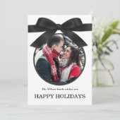 Invitation Black Elegant Merry Christmas Greeting Photo  (Debout devant)