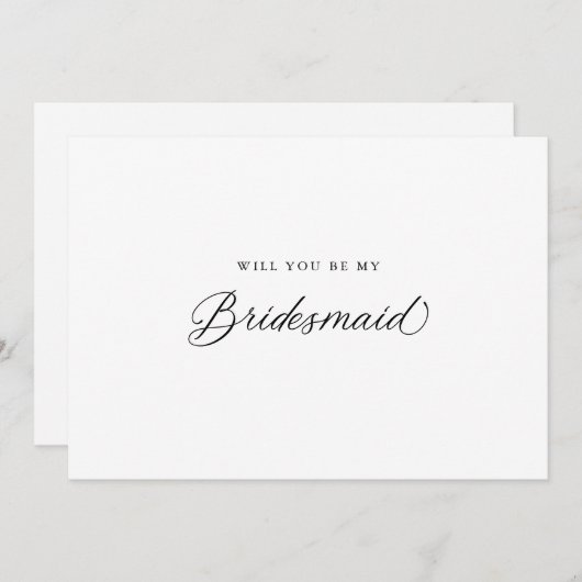 Invitation Black Elegant Moderne Script Bridesmaid Propositio (Devant / Derrière)