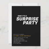 Invitation Black Elegant & Moderne Surprise fête d'anniversai (Devant)