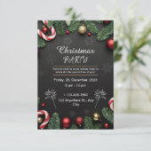 Invitation Black Elegant Noël Party (Debout devant)