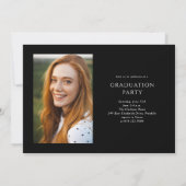 Invitation Black Elegant Script 3 Photo Graduation Party (Dos)