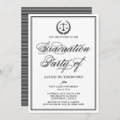 Invitation Black Elegant Script Law School Graduation Party (Devant / Derrière)