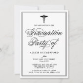 Invitation Black Elegant Script Médicale School Graduation (Devant)