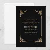Invitation Black Elegant Vintage Frame Ramadan Iftar Party (Devant / Derrière)