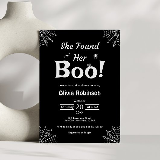 Invitation Black Elle A Trouvé Sa Fête des mariées Boo Hallow
