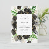 Invitation Black Emerald Green Formal Winter Wedding (Debout devant)