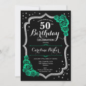 Invitation Black Emerald Green Photo 50e anniversaire (Devant)