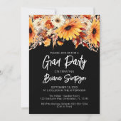 Invitation Black Fall Floral Graduation Party (Devant)